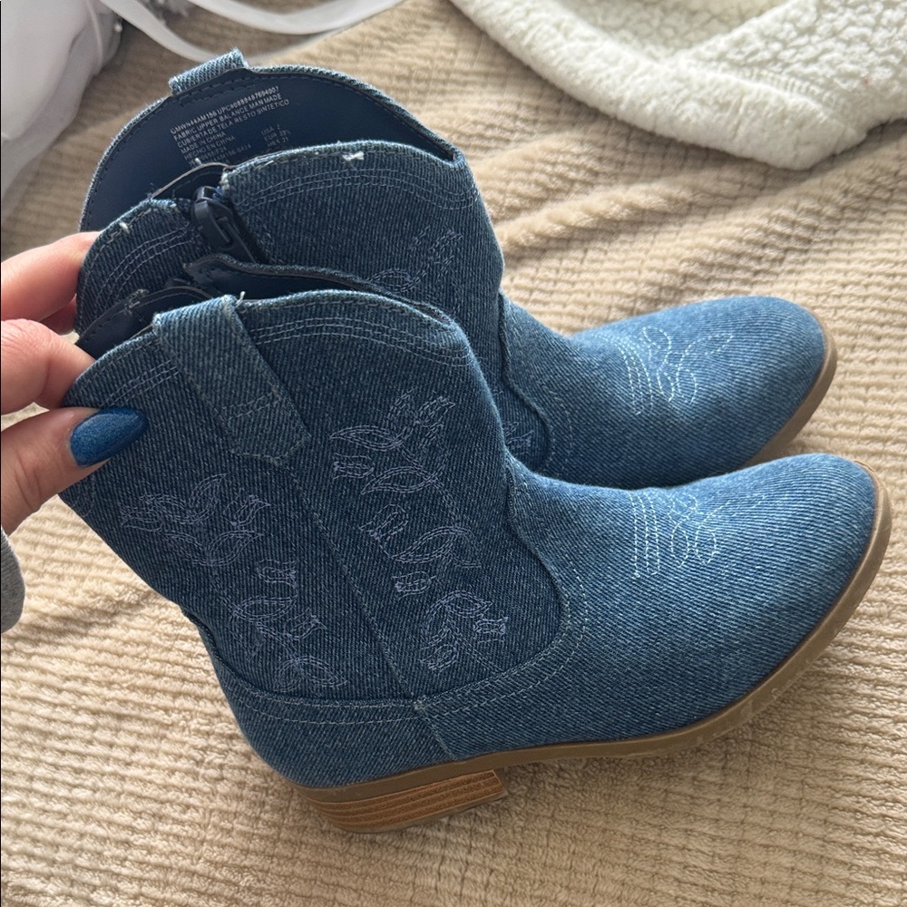 Kids Blue Denim Cowboy Boots